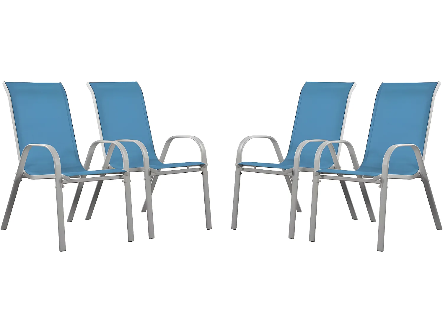 Fauteuil jardin Textilène "Cordoba" - Phoenix - Bleu - Lot de 4