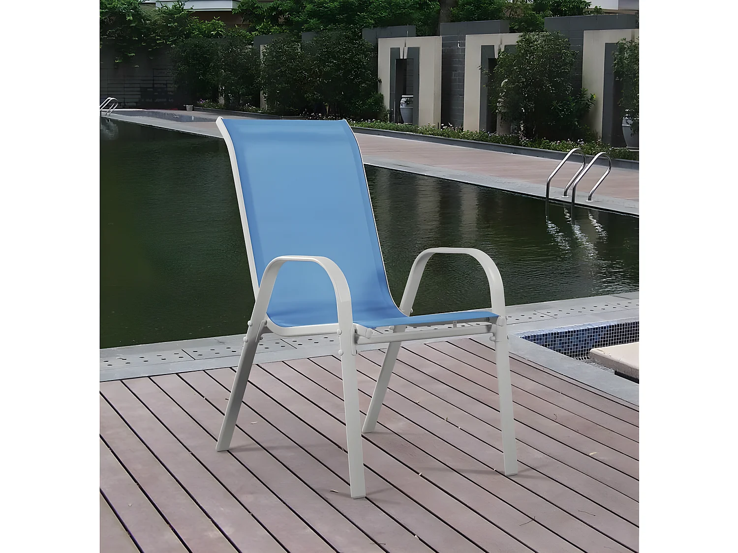 Fauteuil jardin Textilène "Cordoba" - Phoenix - Bleu - Lot de 4