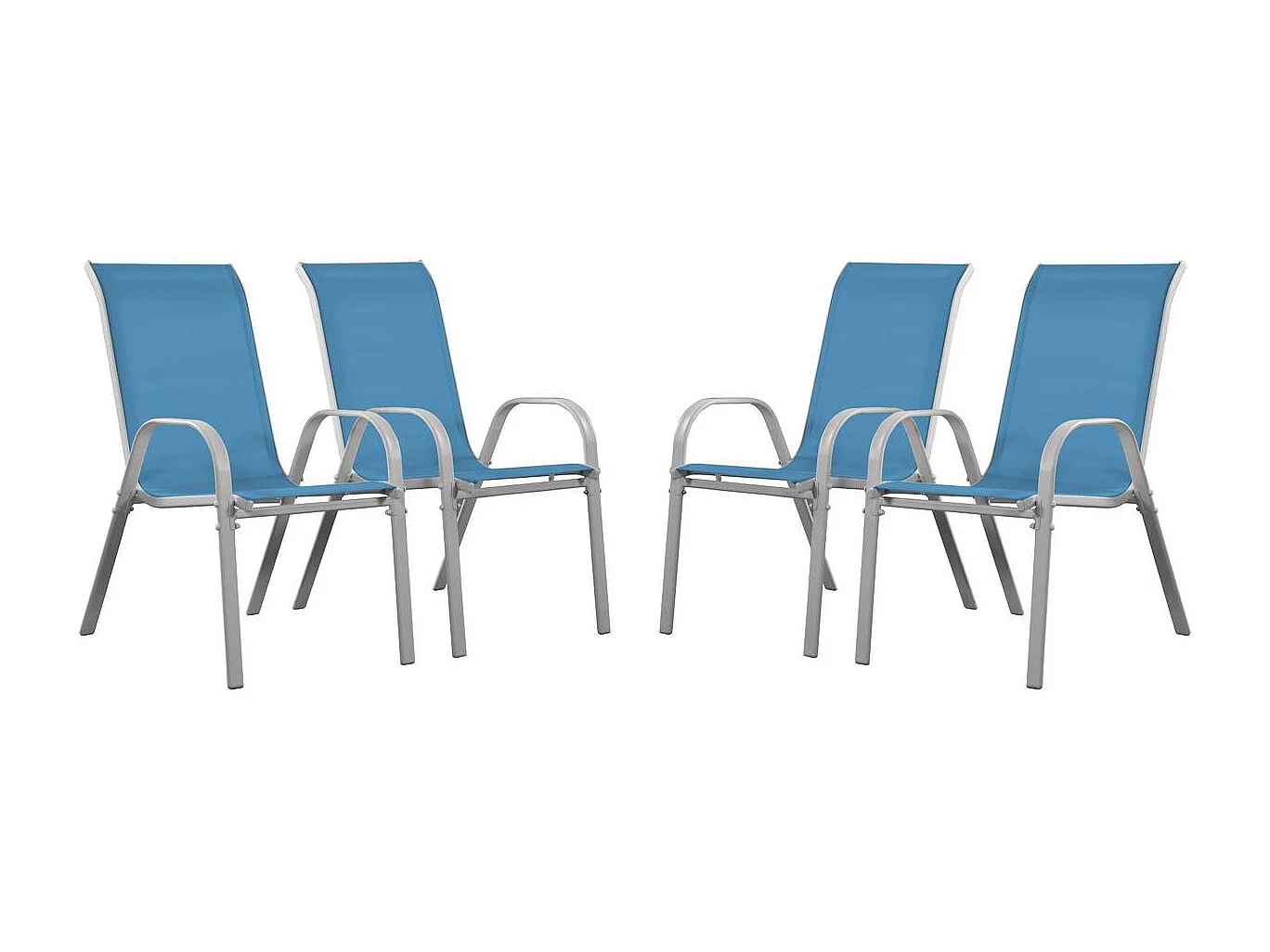 Fauteuil jardin Textilène "Cordoba" - Phoenix - Bleu - Lot de 4