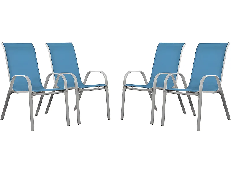 Fauteuil jardin Textilène "Cordoba" - Phoenix - Bleu - Lot de 4