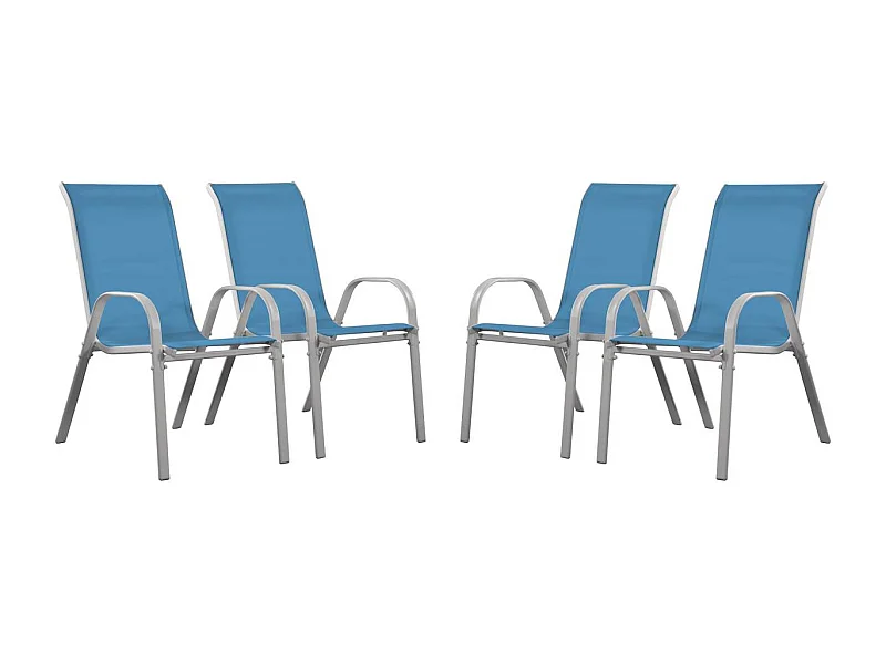 Fauteuil jardin Textilène "Cordoba" - Phoenix - Bleu - Lot de 4