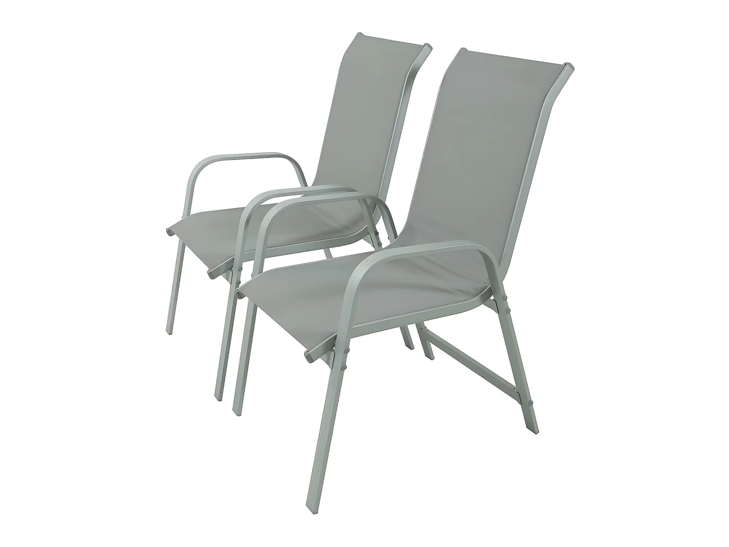 Fauteuil jardin Alu/Textilène "Porto" - Phoenix - Gris clair - Lot de 2