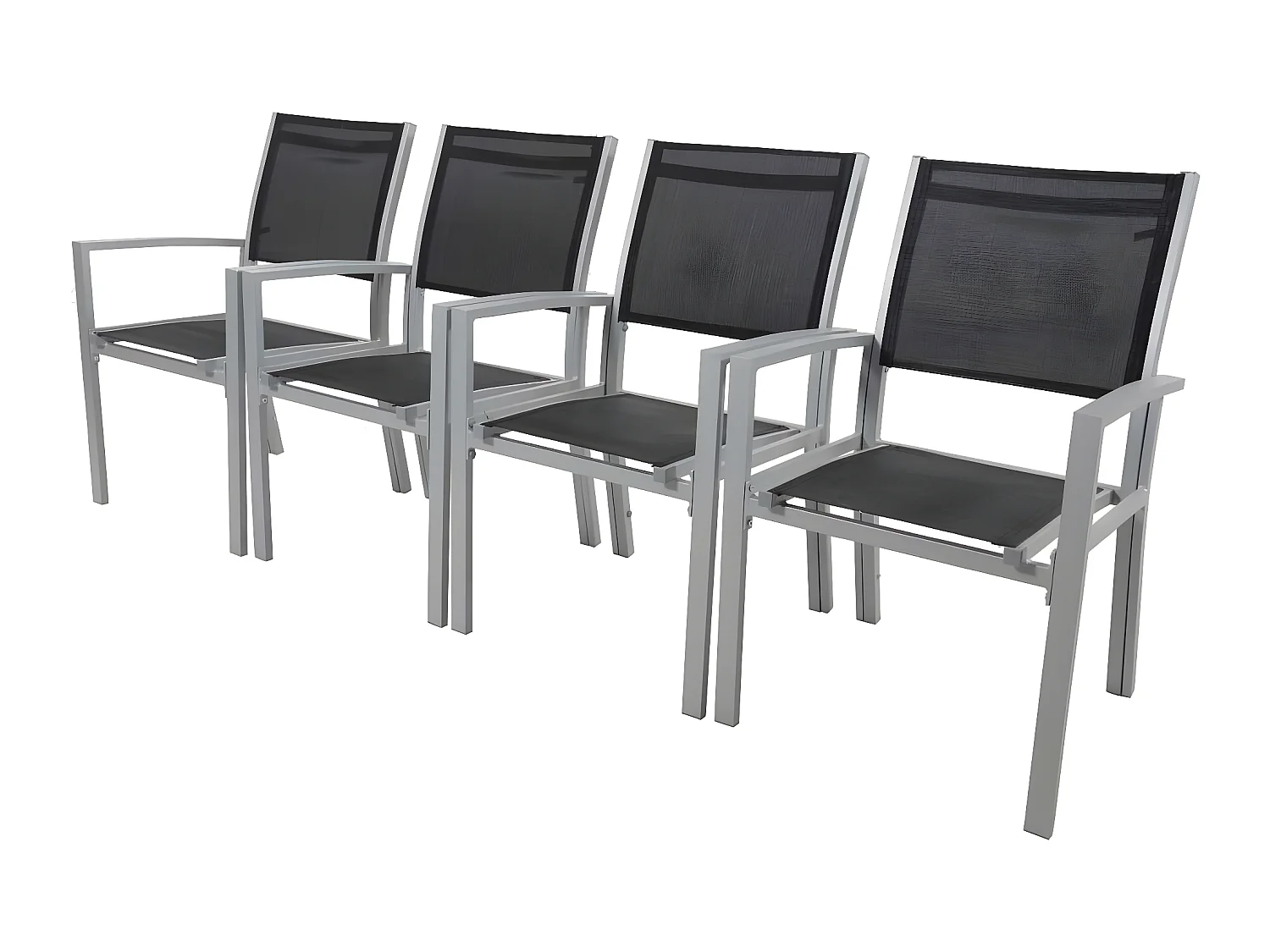 Juego de 2 sillas para jardín- textileno "Tropic" - Phoenix - negro