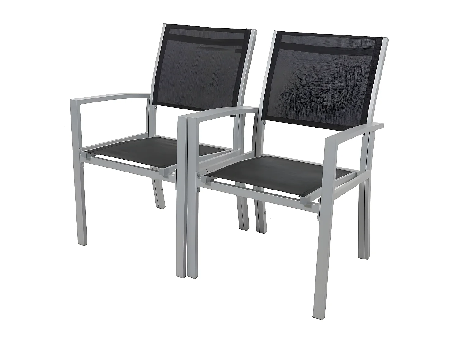 Fauteuil jardin Alu/Textilène "Tropic" - Phoenix - Noir - Lot de 2