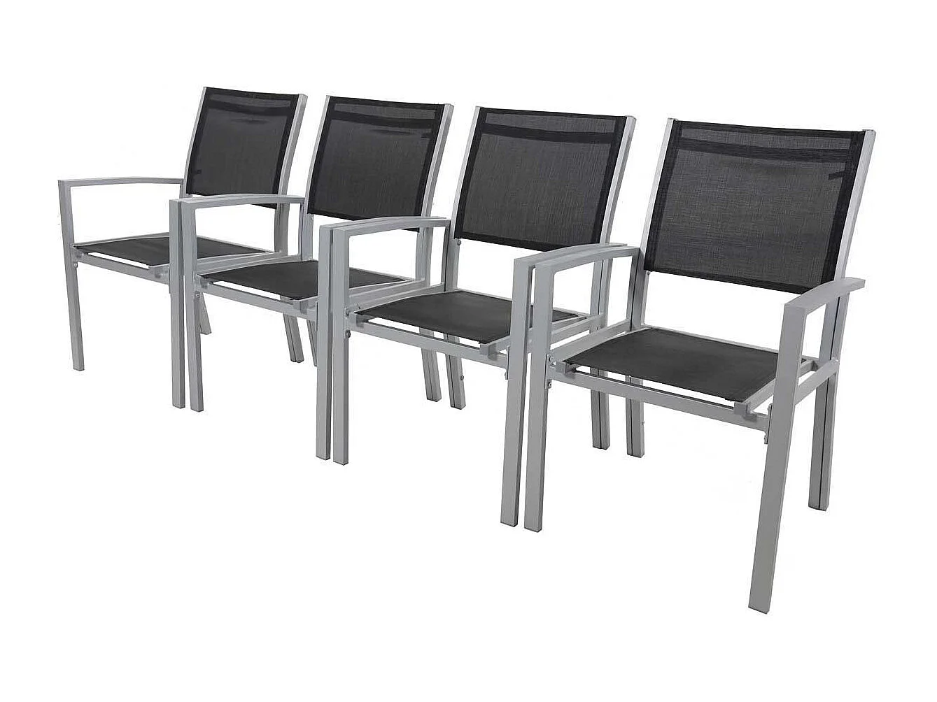 Juego de 2 sillas para jardín- textileno "Tropic" - Phoenix - negro