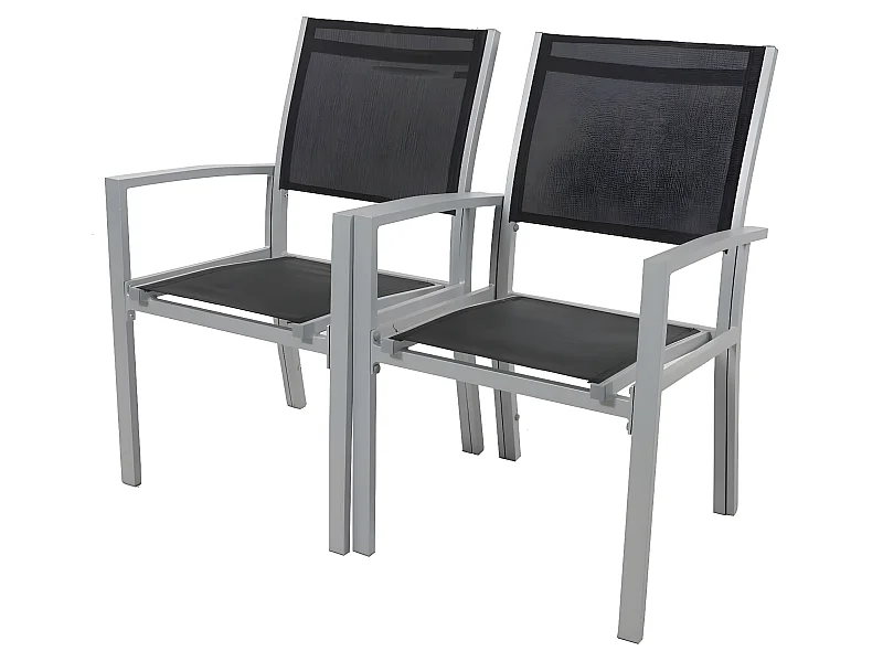 Fauteuil jardin Alu/Textilène "Tropic" - Phoenix - Noir - Lot de 2