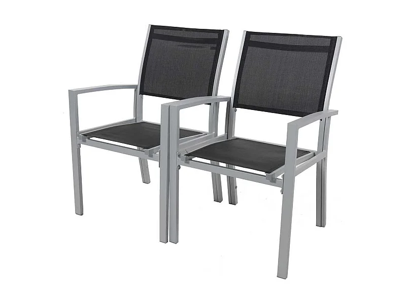 Fauteuil jardin Alu/Textilène "Tropic" - Phoenix - Noir - Lot de 2