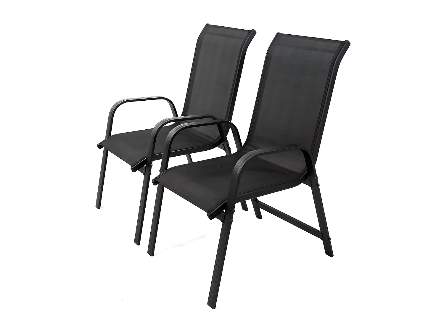 Lot de 2 fauteuils de jardin "Porto" alu/textilène - Noir