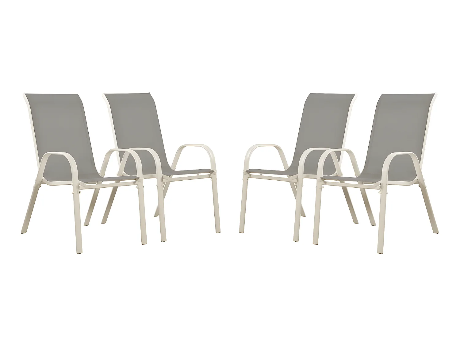 Fauteuil jardin Textilène "Cordoba" - Phoenix - Gris clair - Lot de 4