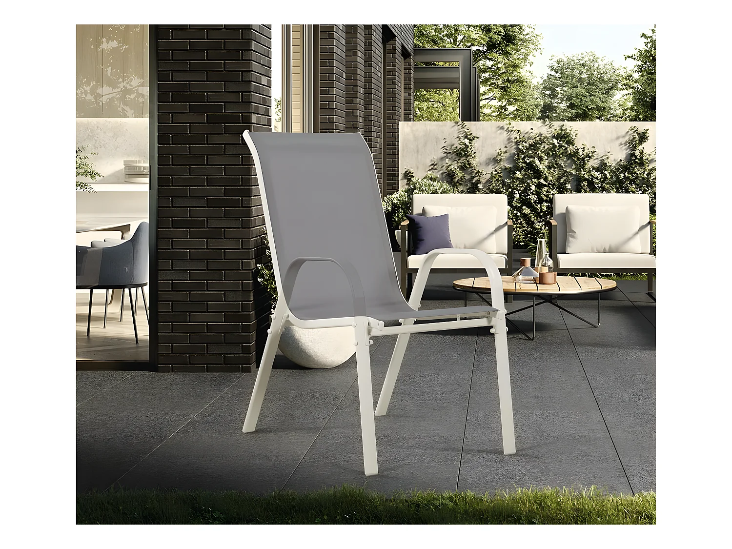 Fauteuil jardin Textilène "Cordoba" - Phoenix - Gris clair - Lot de 4