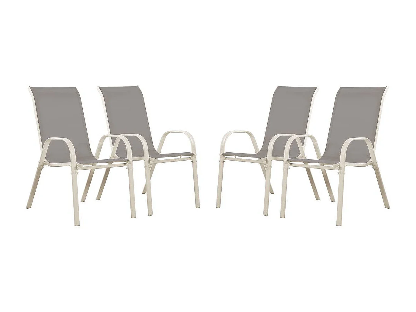 Fauteuil jardin Textilène "Cordoba" - Phoenix - Gris clair - Lot de 4