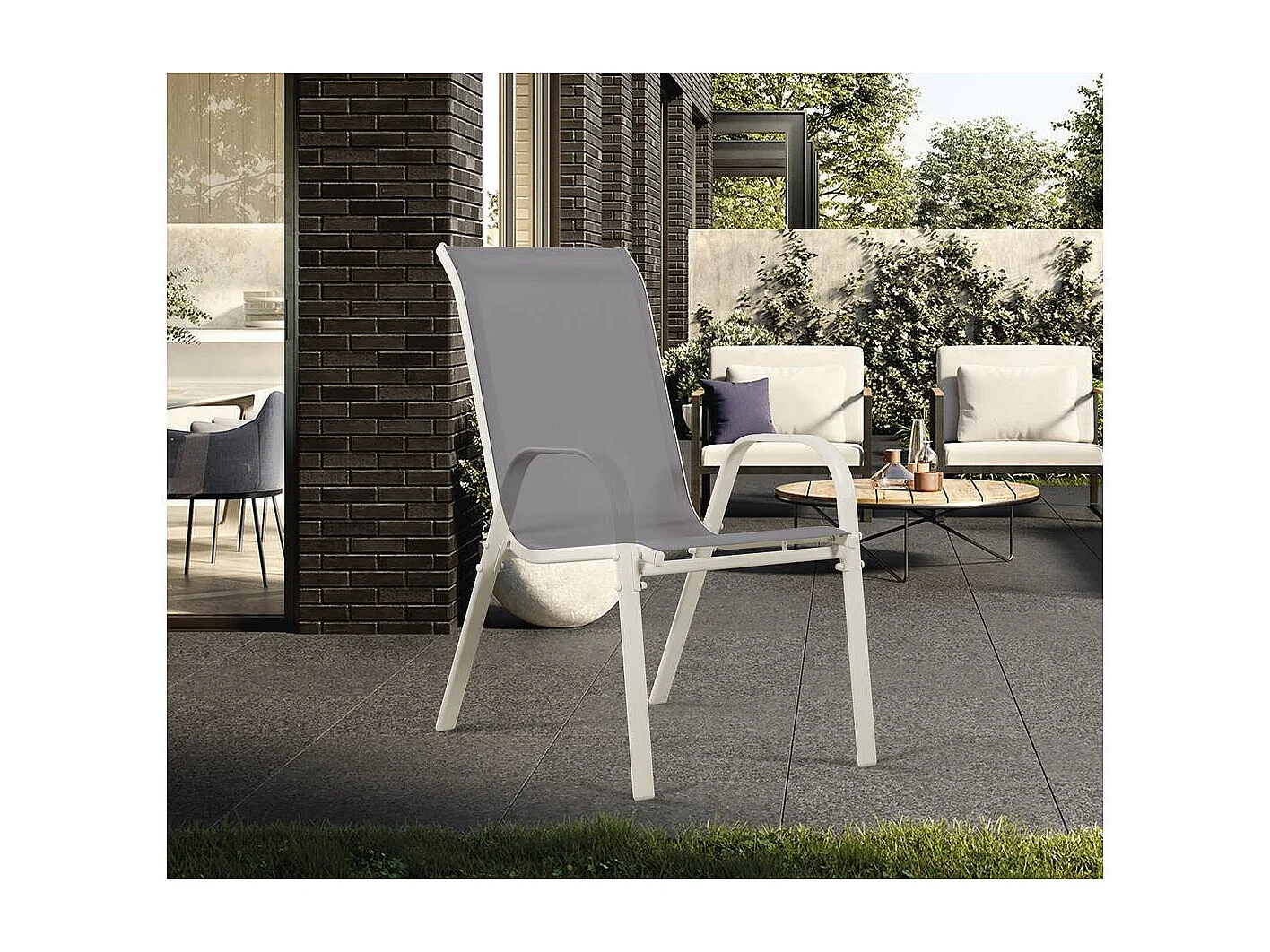 Fauteuil jardin Textilène "Cordoba" - Phoenix - Gris clair - Lot de 4