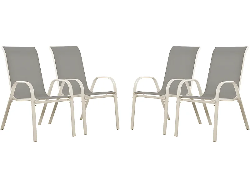 Fauteuil jardin Textilène "Cordoba" - Phoenix - Gris clair - Lot de 4