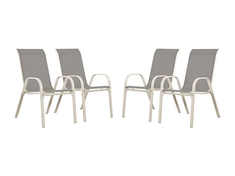 Fauteuil jardin Textilène "Cordoba" - Phoenix - Gris clair - Lot de 4