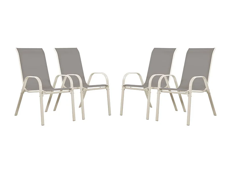 Juego de 4 sillas jardín Textileno "Cordoba" - Phoenix - Gris claro