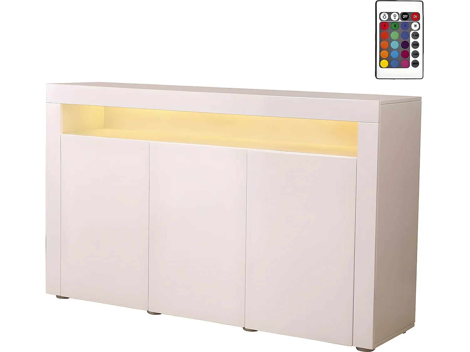 Buffet LED "Bogota" - 155 x 40 x 92 cm - Blanc laqué