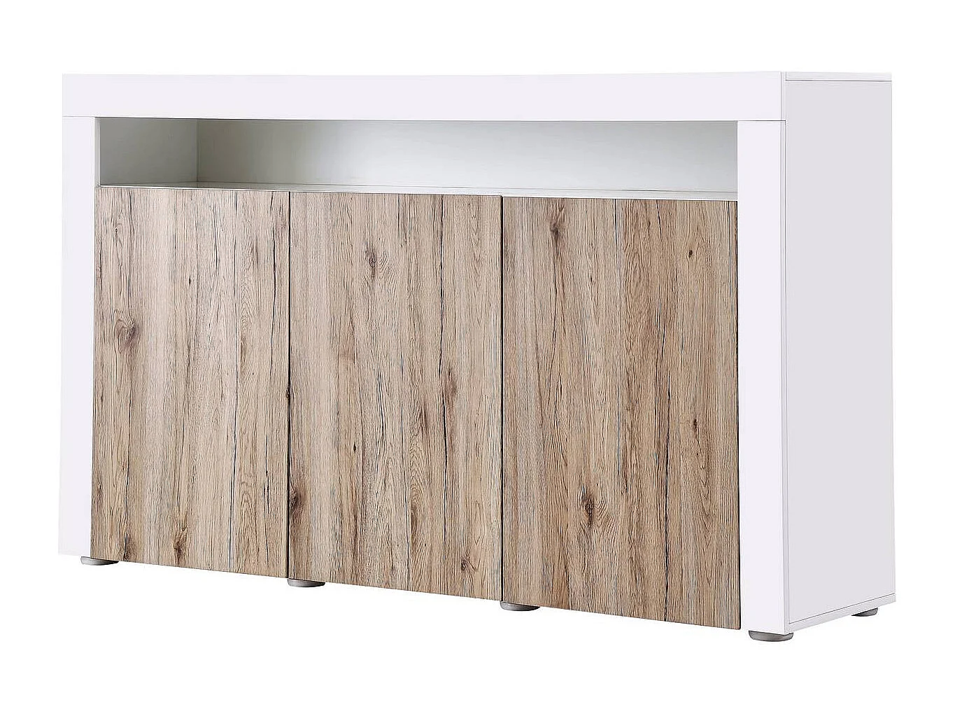 Credenza Buffet a LED "Bogota" - 155 x 40 x 92 cm -Rovere / bianco laccato