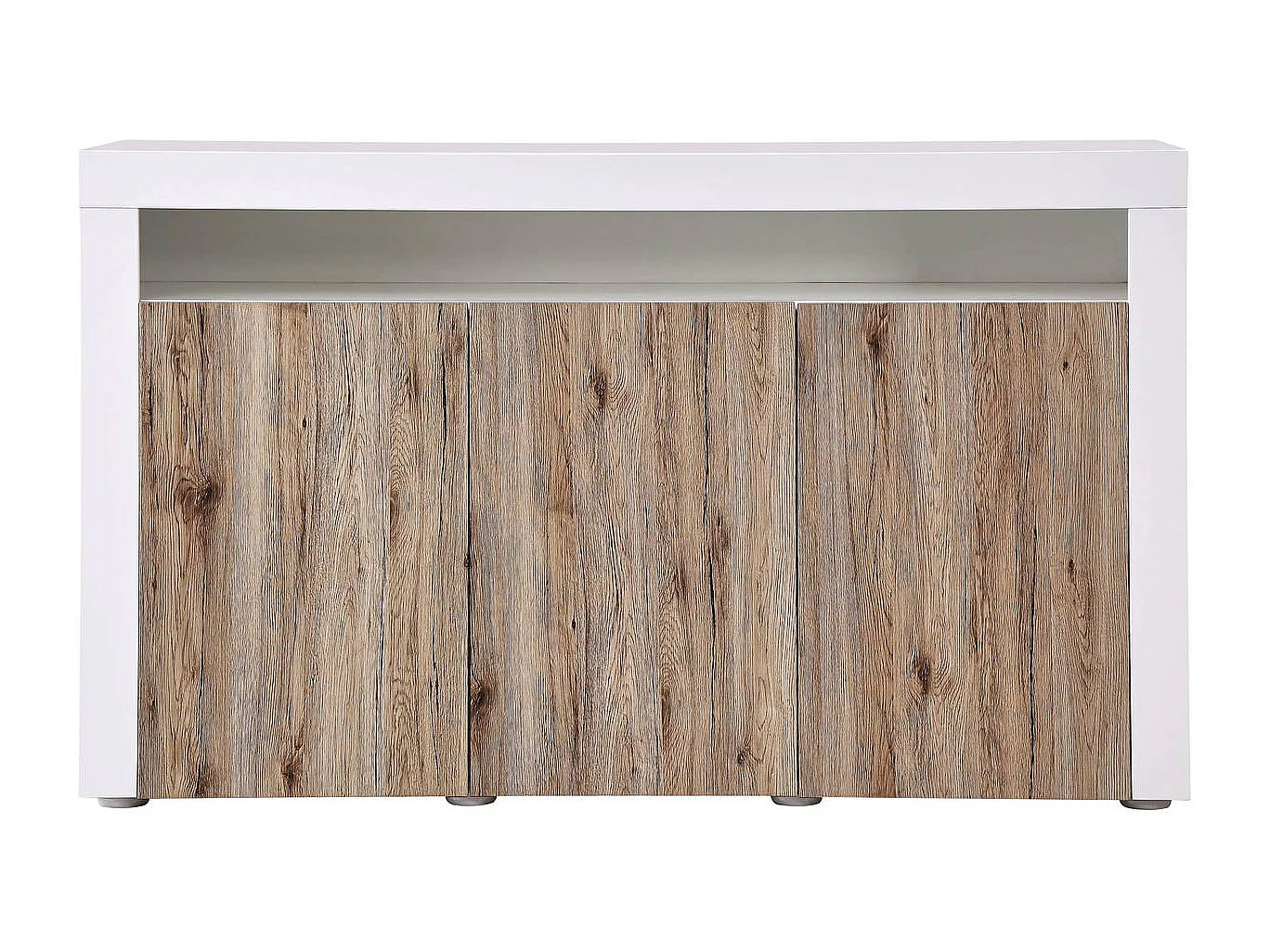 Credenza Buffet a LED "Bogota" - 155 x 40 x 92 cm -Rovere / bianco laccato
