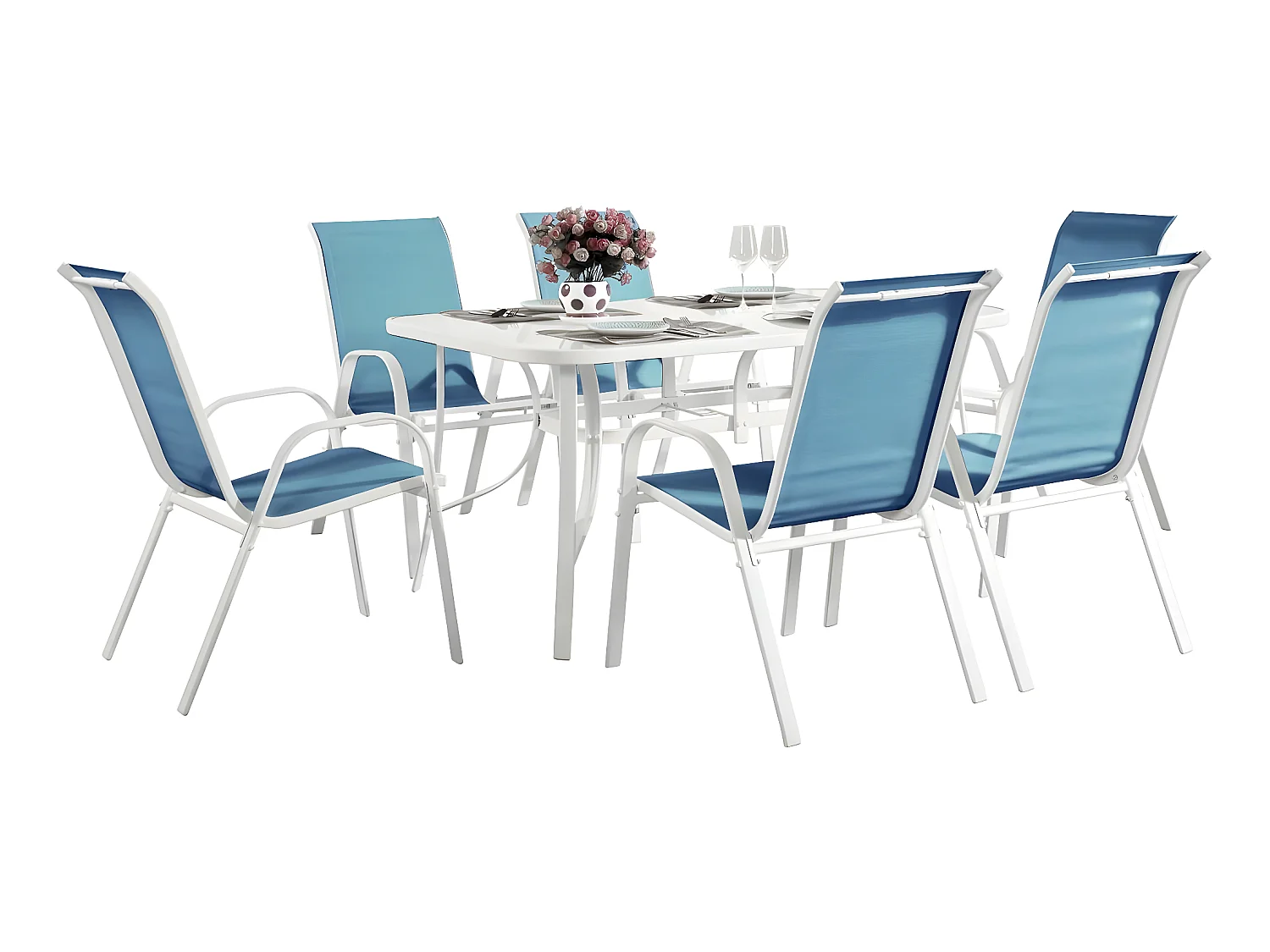 Salon de jardin en textilène "Cordoba" - Phoenix - Bleu