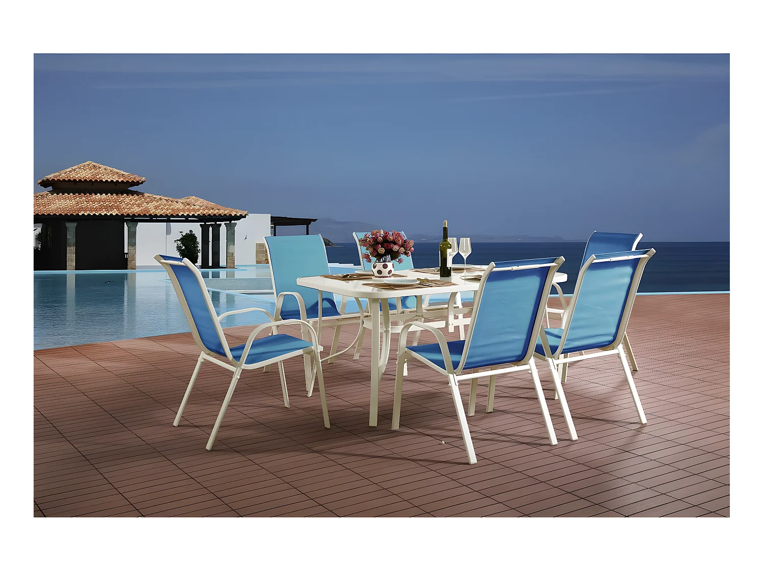 Salon de jardin en textilène "Cordoba" - Phoenix - Bleu