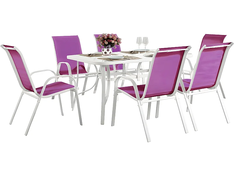 Tuinset textileen "Cordoba" - Phoenix - 6 zits - Fuschia