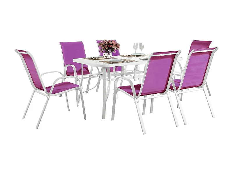 Tuinset textileen "Cordoba" - Phoenix - 6 zits - Fuschia