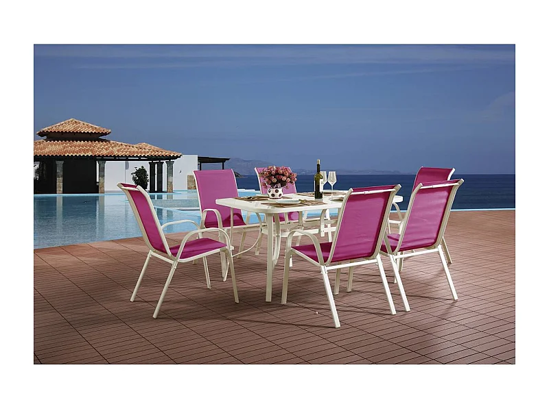 Salon de jardin en textilène "Cordoba" - Phoenix - 6 places - Fuschia