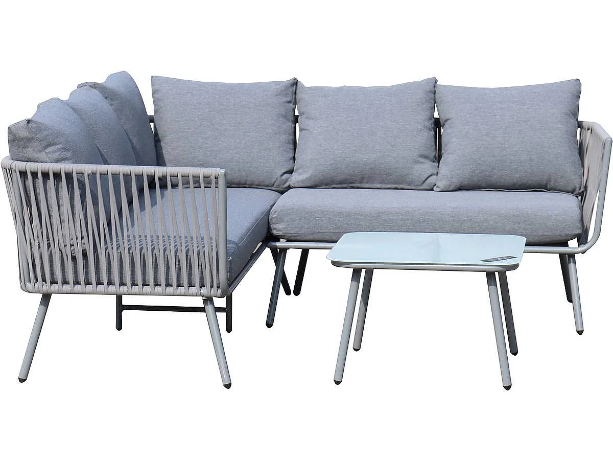 Conjunto de sofás Modern Zanzibar Light Grey de 3 lugares + 2 lugares com ratã de resina - Móveis de exterior