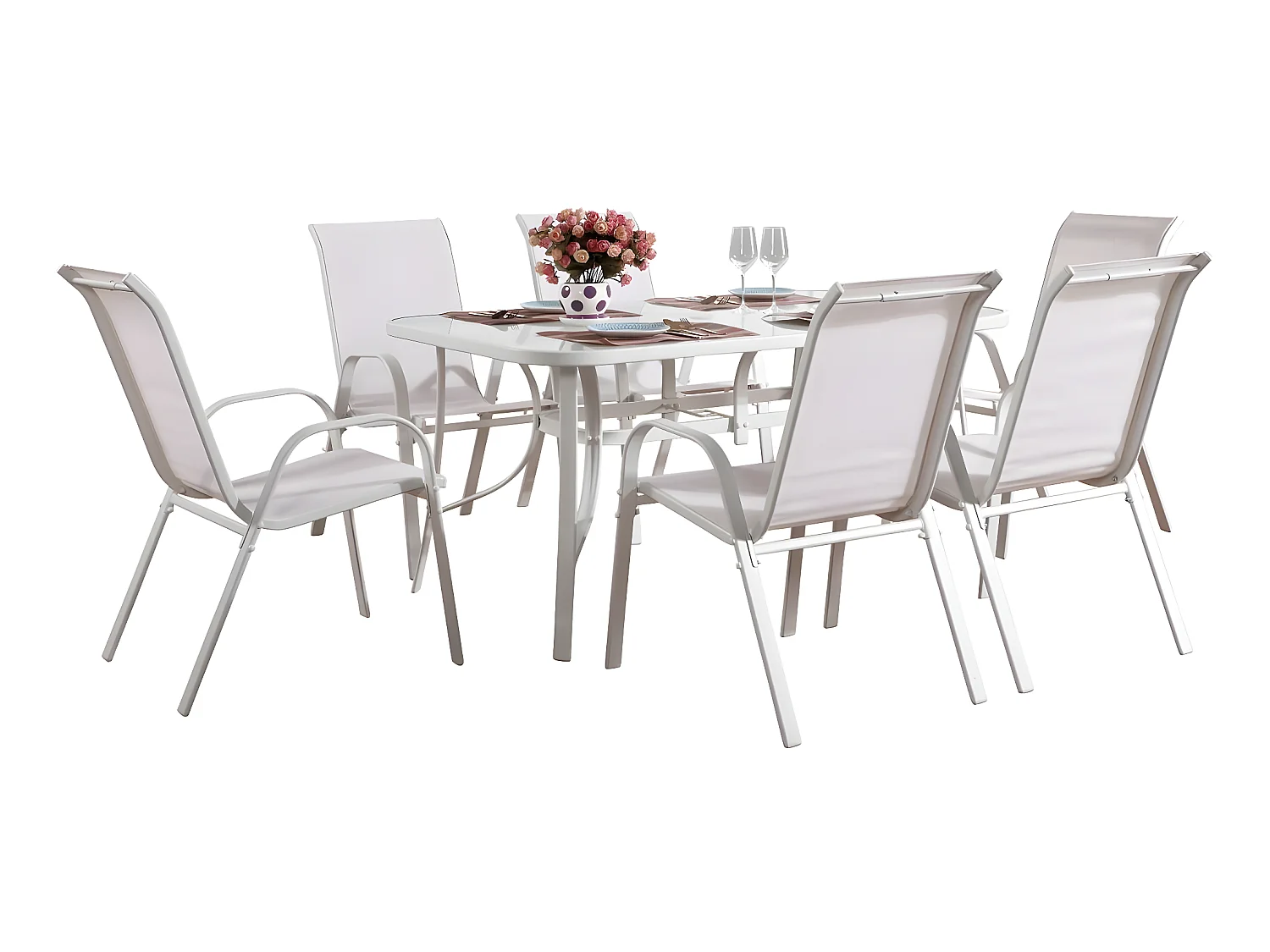 Salon de jardin en textilène "Cordoba" - Phoenix - Ecru