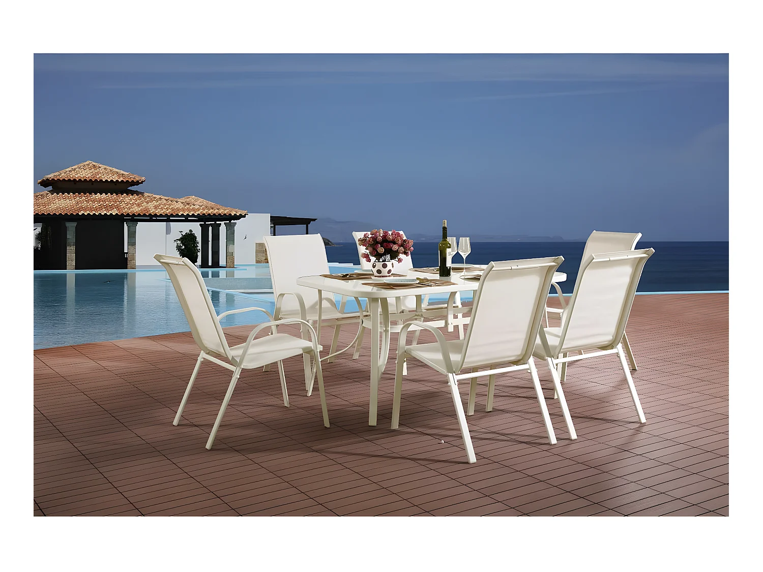 Salon de jardin en textilène "Cordoba" - Phoenix - Ecru