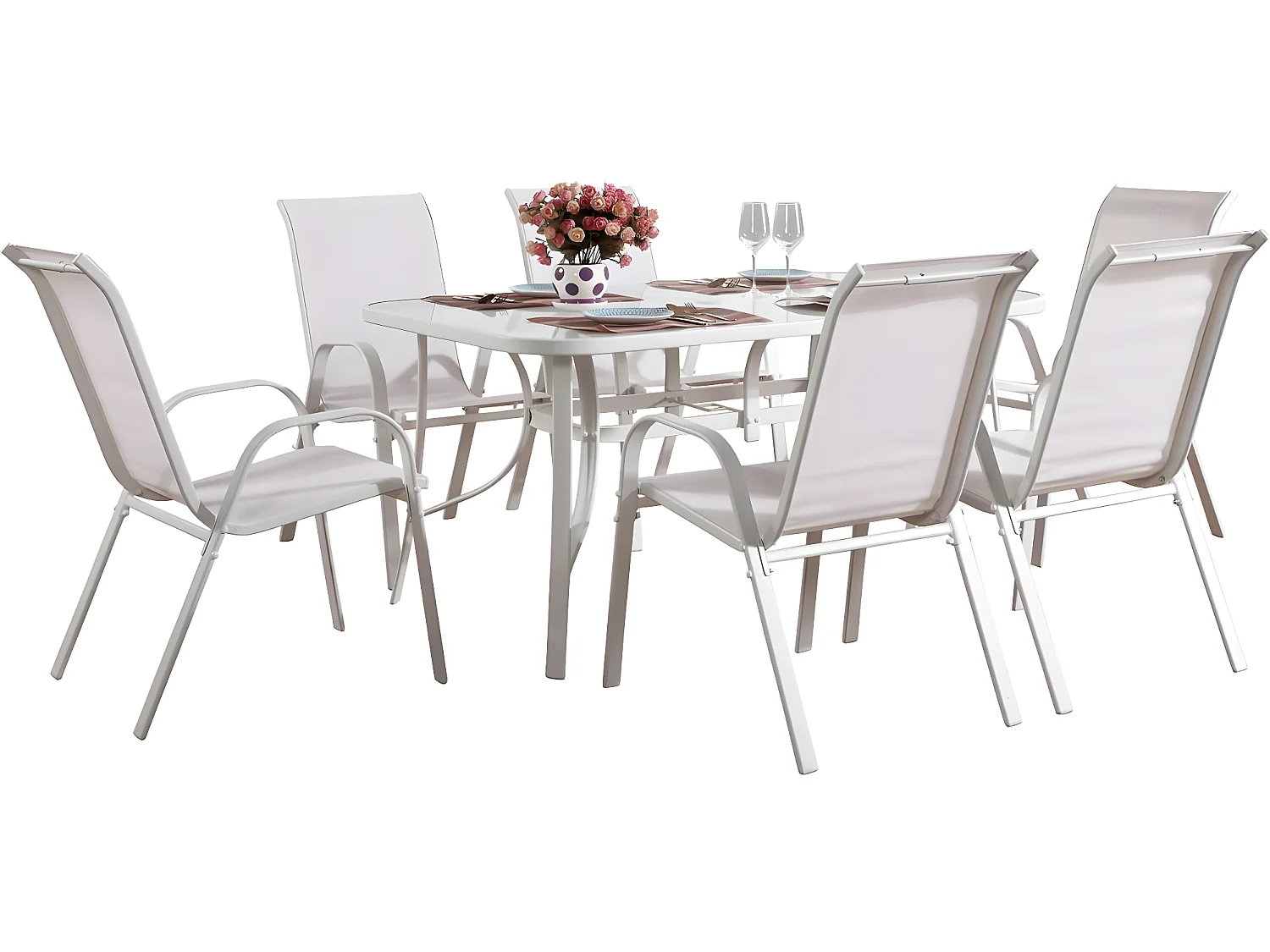 Salon de jardin en textilène "Cordoba" - Phoenix - Ecru