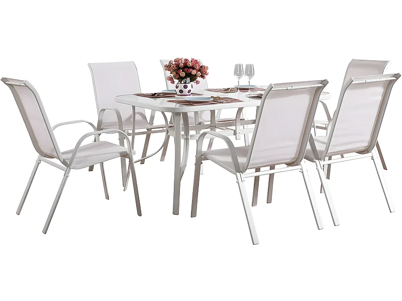 Salon de jardin en textilène "Cordoba" - Phoenix - Ecru