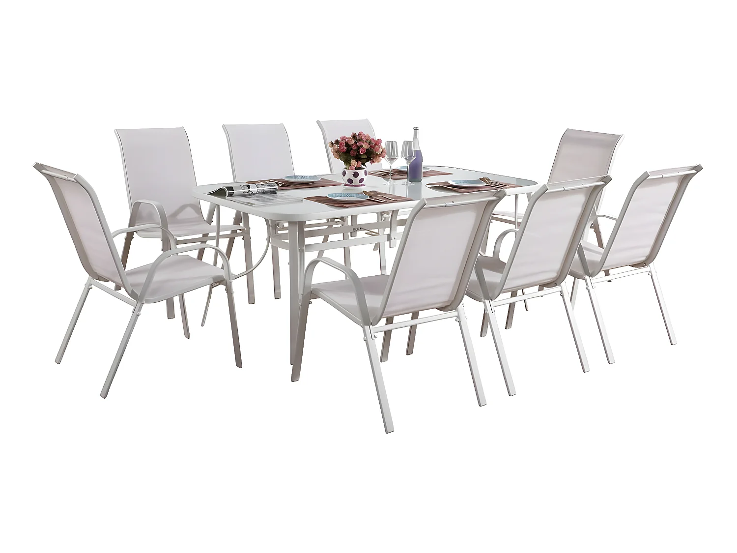 Salon de jardin en textilène "Cordoba XL 180"- Phoenix - Ecru