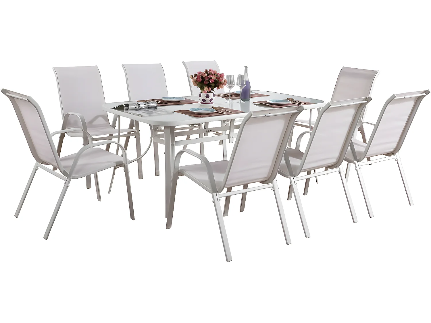 Salon de jardin en textilène "Cordoba XL 180"- Phoenix - Ecru