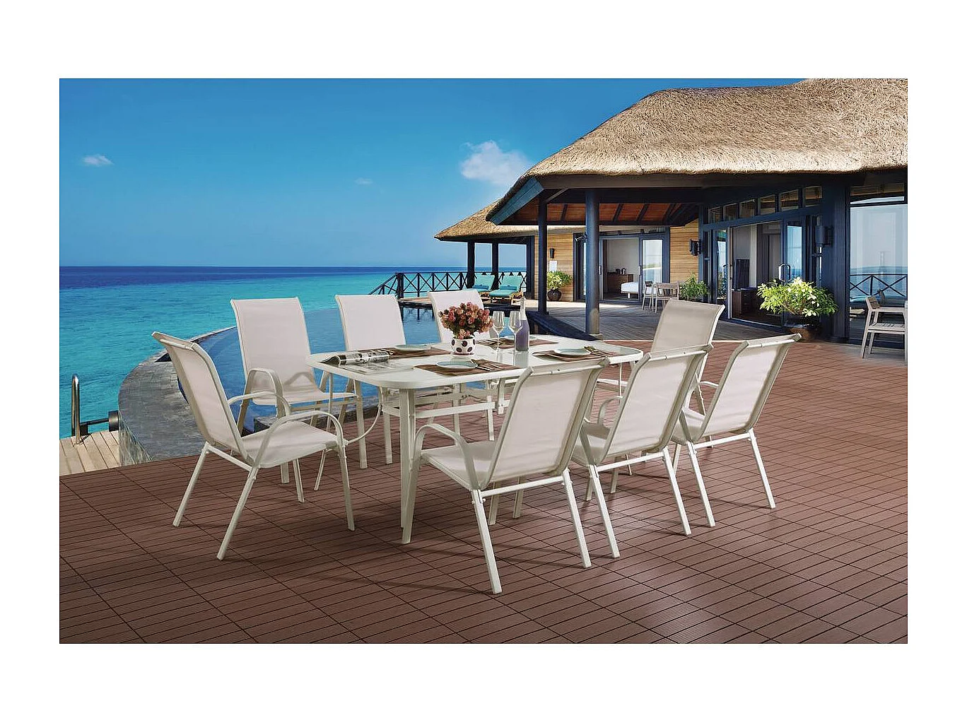 Salon de jardin en textilène "Cordoba XL 180"- Phoenix - Ecru