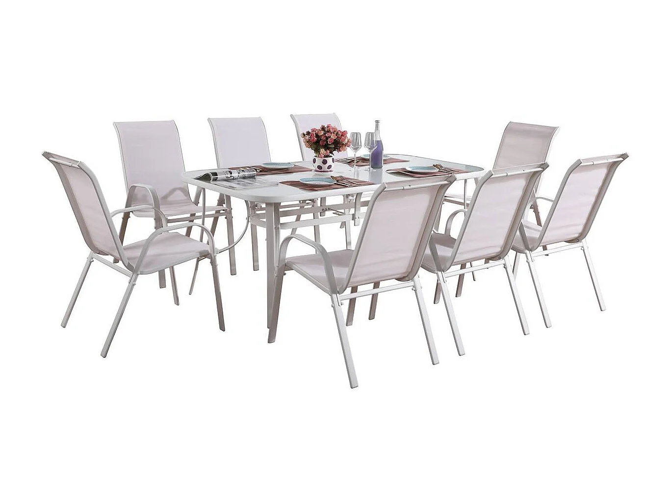 Salon de jardin en textilène "Cordoba XL 180"- Phoenix - Ecru