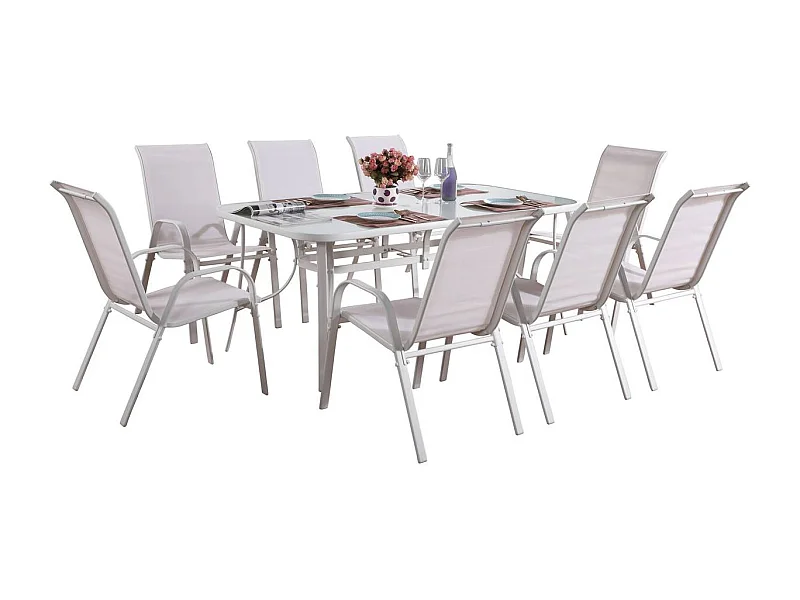 Salon de jardin en textilène "Cordoba XL 180"- Phoenix - Ecru