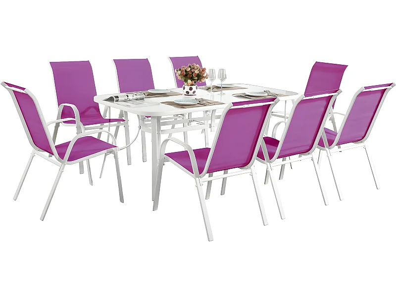 Tuinset "Cordoba XL 180" Phoenix Fuschia - Moderne design van staal en textilene voor buitenmaaltijden