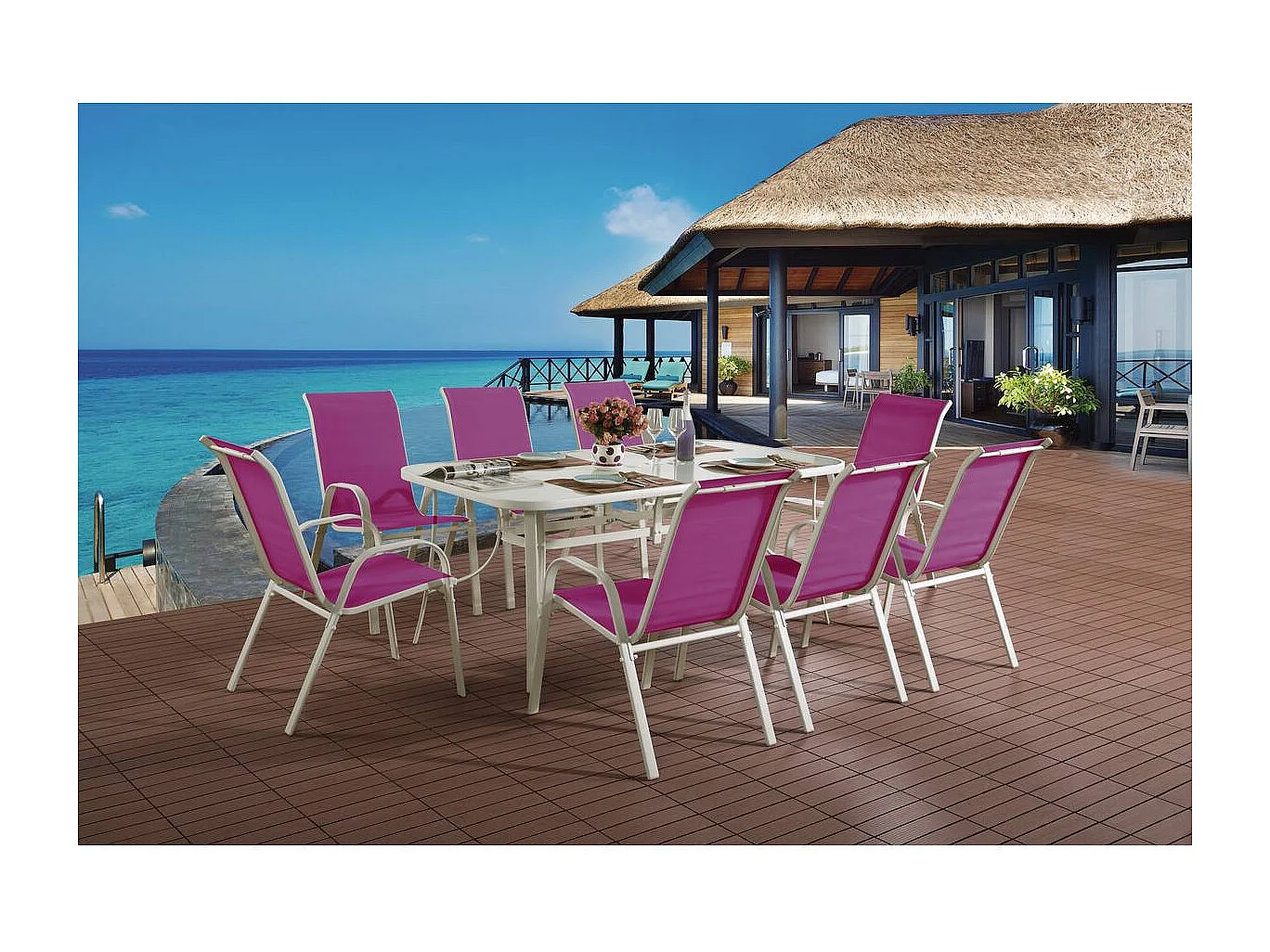 Salon de jardin "Cordoba XL 180" - Phoenix - Fuschia