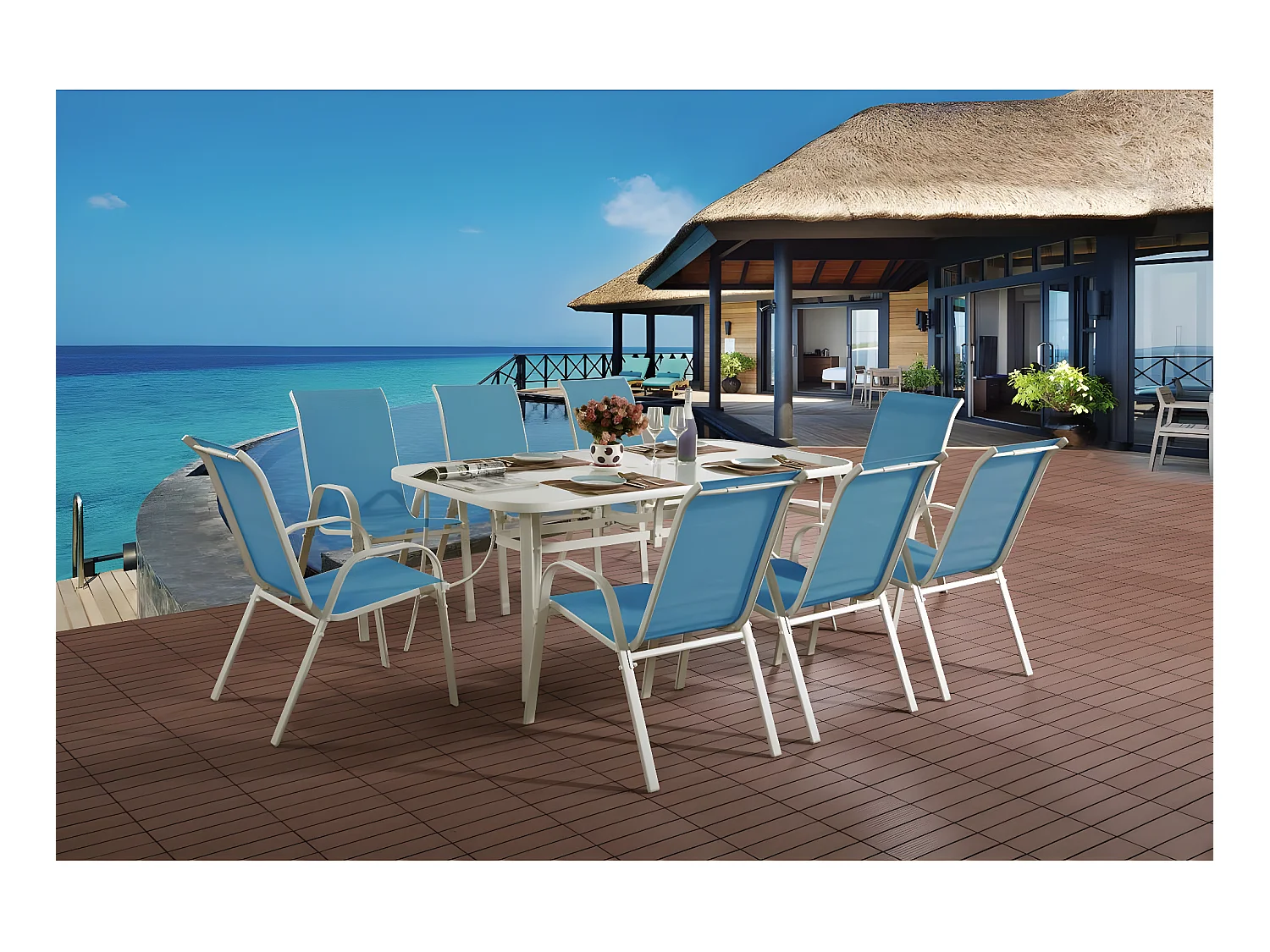 Salon de jardin "Cordoba XL 180" - Phoenix - Bleu