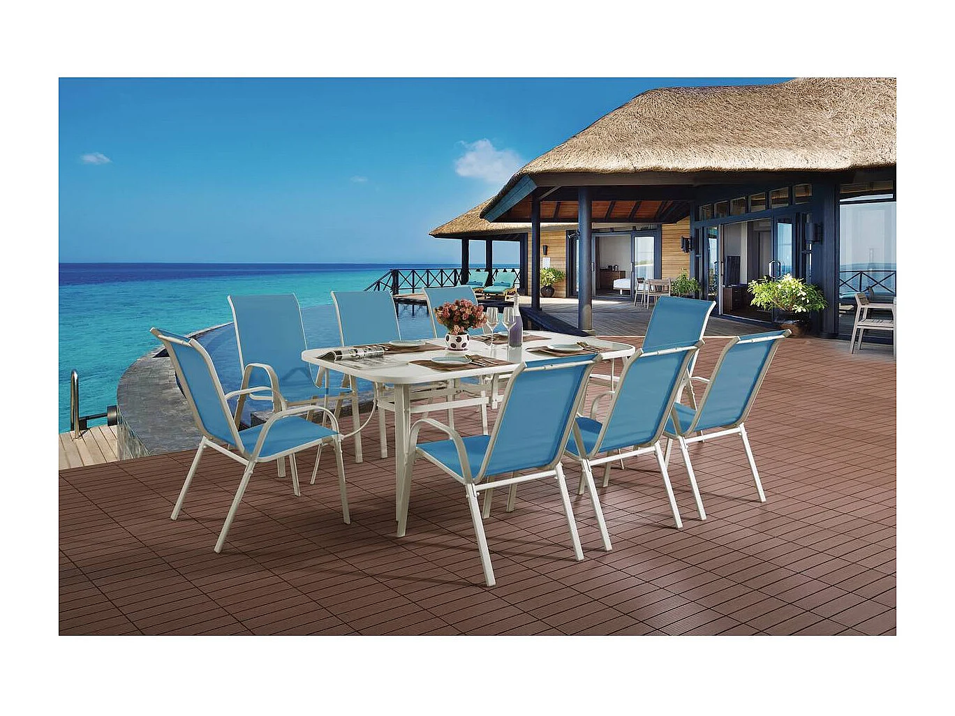 Salotto da giardino in textilene" Cordoba XL 180" - "Phoenix"- Blu