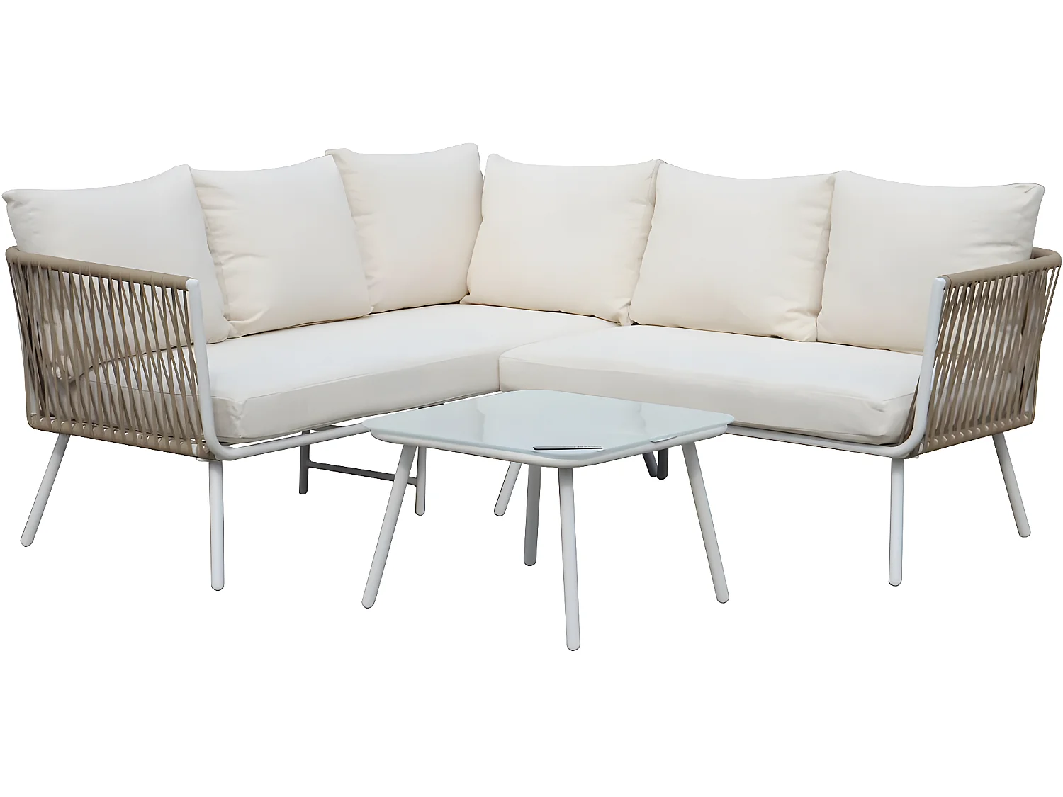 Salon de jardin en corde tressée "Zanzibar" - Ecru