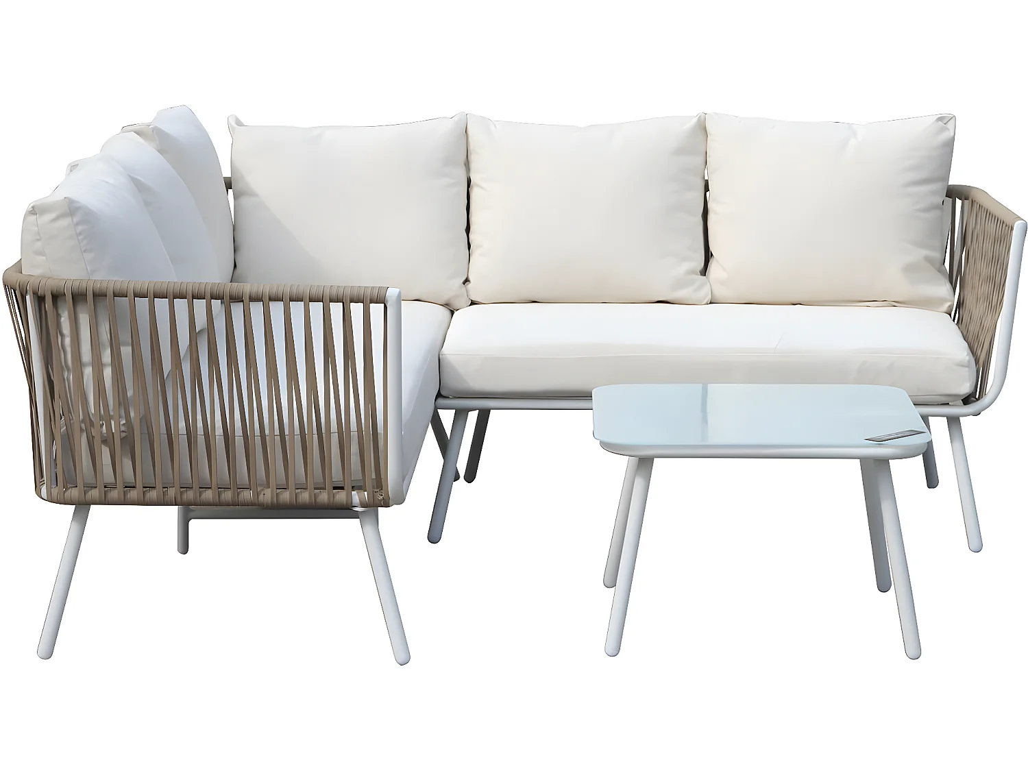 Salon de jardin en corde tressée "Zanzibar" - Ecru