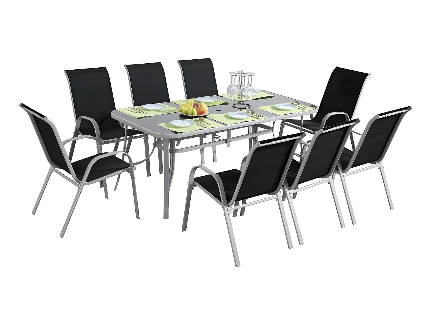 Conjunto de jardim "Cordoba XL 180" - Phoenix - Preto, estrutura em aço e assento em textilene