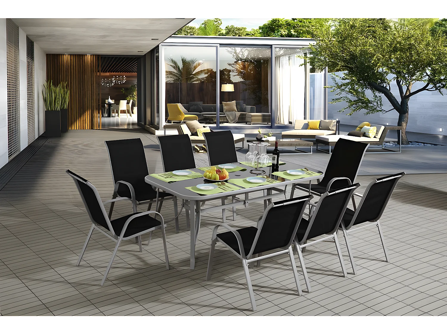 Salon de jardin "Cordoba XL 180" - Phoenix - Noir