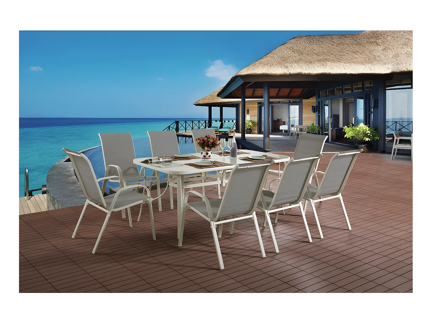 Tuinset "Cordoba XL 180" - Phoenix - Grijs: modern design van staal en textilene voor gezellige maaltijden buiten