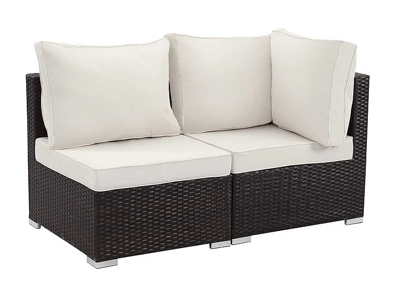 Conjunto de jardim com sofá de canto "Ibiza" em resina trançada marrom para um exterior elegante e confortável