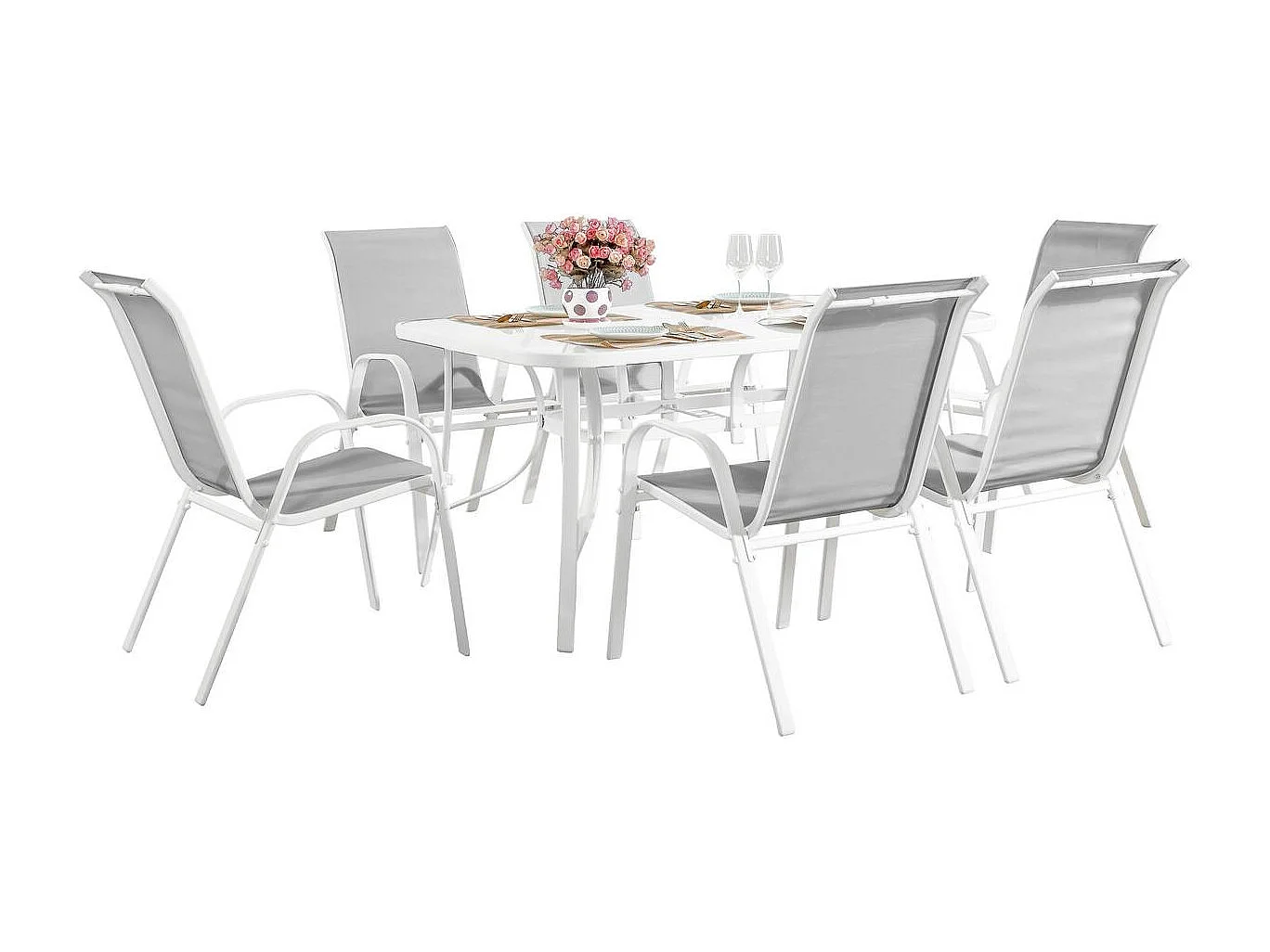 Móveis de jardim em têxtil "Cordoba" - Phoenix - 6 lugares - Cinza