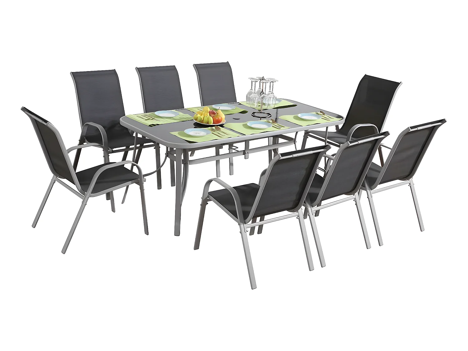 Salon de jardin "Cordoba XL 180" 8 places - Phoenix - Gris foncé