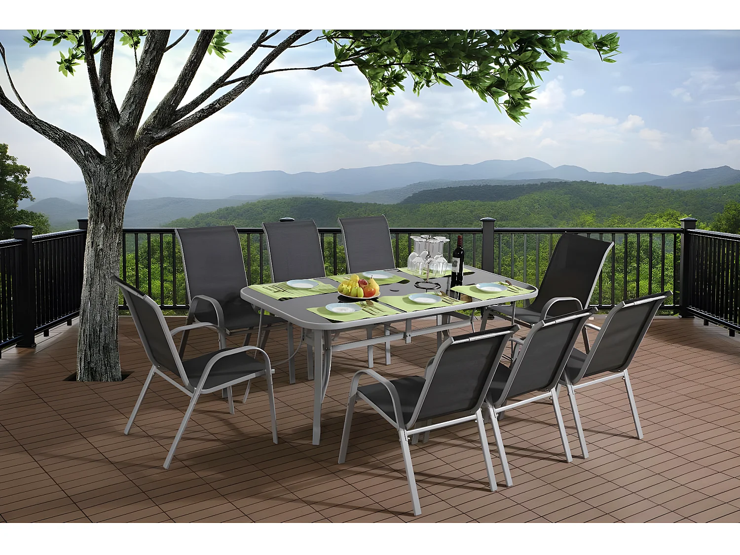 Salon de jardin "Cordoba XL 180" 8 places - Phoenix - Gris foncé